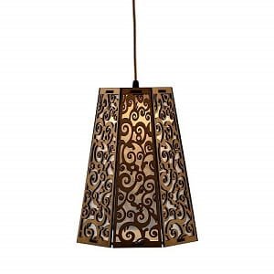 Laser Cut Wooden Pendant Lampshade with Swirl Pattern