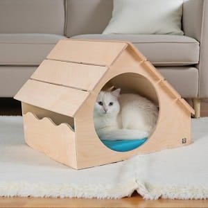 Laser Cut Wooden Pet House for Cats and Small Dogs