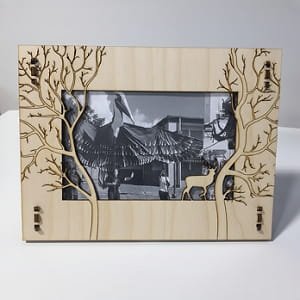 Laser Cut Wooden Photo Frame Tree and Deer Nature Design