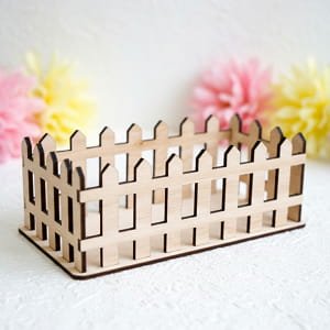 Laser Cut Wooden Picket Fence Basket Box