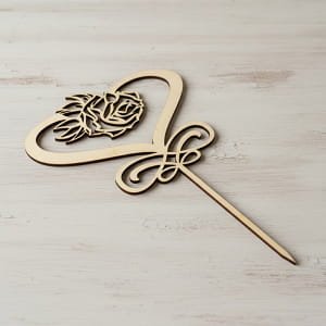 Laser Cut Wooden Rose Cake Topper