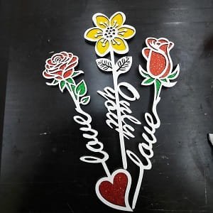 Laser Cut Wooden Rose Flower Cutout Art for Valentine Day