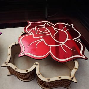 Laser Cut Wooden Rose Shaped Gift Box
