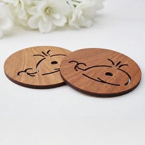 Laser Cut Wooden Round Drink Coaster and Pot Mat