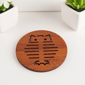 Laser Cut Wooden Round Trivet Mat