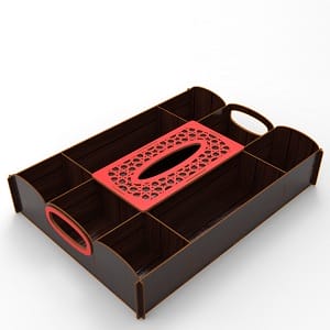 Laser Cut Wooden Serving Platter with Tissue Box 3mm
