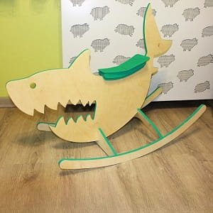 Laser Cut Wooden Shark Kids Rocking Toy