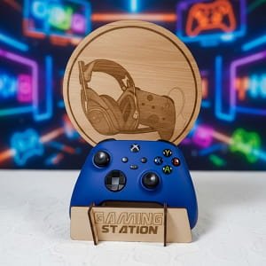 Laser Cut Wooden Single Gaming Controller Holder Stand
