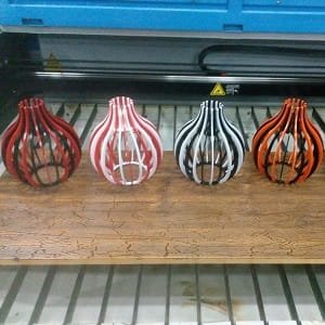 Laser Cut Wooden Slatted Hanging Lampshade