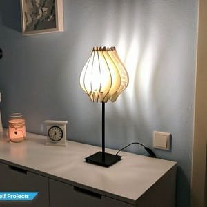 Laser Cut Wooden Slatted Shade Table Lamp