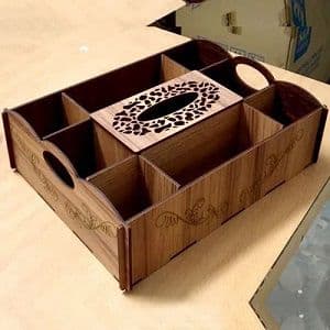 Laser Cut Wooden Snack Tray with Tissue Box 4mm