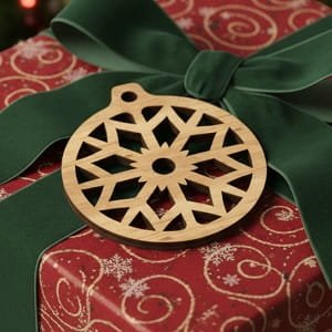 Laser Cut Wooden Snowflake Bauble Ornament
