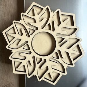 Laser Cut Wooden Snowflake Candle Holder