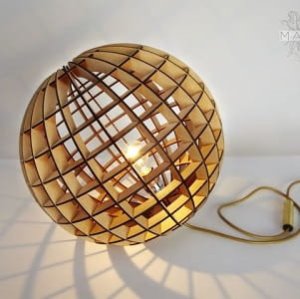 Laser Cut Wooden Spherical Hanging Lamp