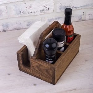 Laser Cut Wooden Spice and Napkin Holder Table Caddy