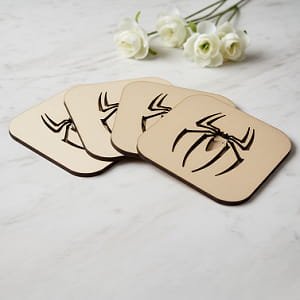 Laser Cut Wooden Spider Man Emblem Drink Coaster