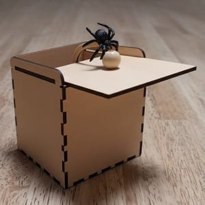 Laser Cut Wooden Spider Scare Prank Box