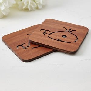 Laser Cut Wooden Square Drink Coaster and Pot Mat