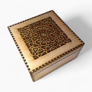 Laser Cut Wooden Square Storage Box with Lid Vector
