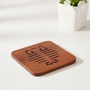 Laser Cut Wooden Square Trivet Mat
