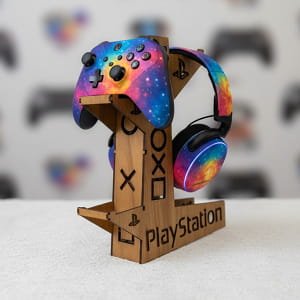 Laser Cut Wooden Stand for Controllers and Headphone