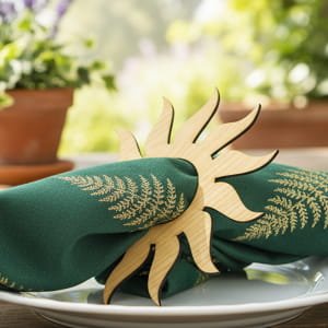 Laser Cut Wooden Sun Napkin Ring