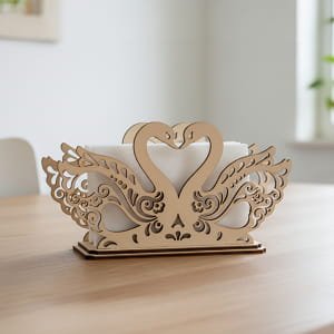 Laser Cut Wooden Swan Design Table Napkin Holder