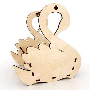 Laser Cut Wooden Swan Shaped Flower Basket