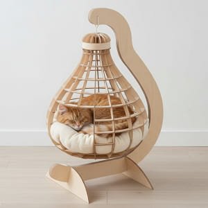 Laser Cut Wooden Swinging Cat Bed