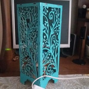 Laser Cut Wooden Table Lamp Box with Floral Pattern