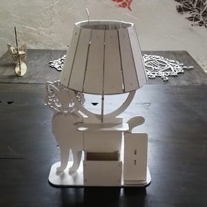 Laser Cut Wooden Table Lamp with Desk Organizer