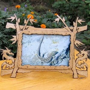 Laser Cut Wooden Table Photo Frame with Dragon Design