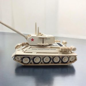 Laser Cut Wooden Tank 3D Model Kit Vector