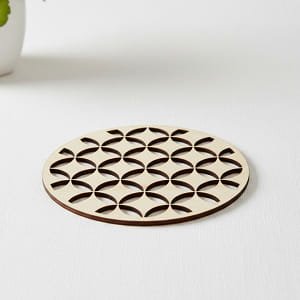 Laser Cut Wooden Tea and Coffee Cup Mat for Table Protection