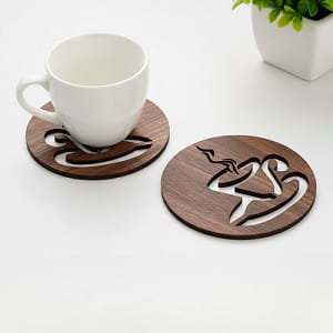 Laser Cut Wooden Tea Coasters for Dining Table