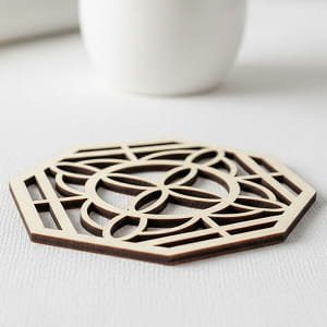 Laser Cut Wooden Teacup Mat