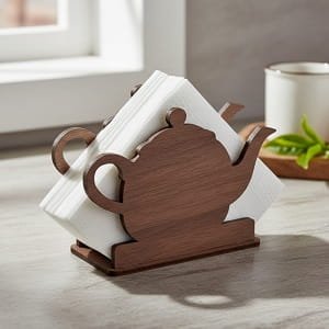 Laser Cut Wooden Teapot Napkin Holder