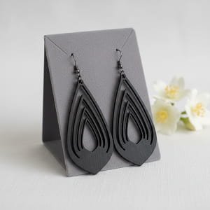 Laser Cut Wooden Teardrop Dangle Earrings