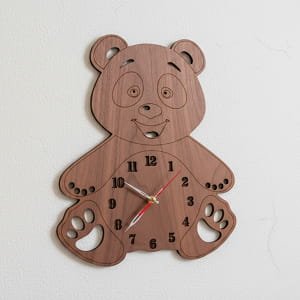 Laser Cut Wooden Teddy Bear Wall Clock for Kids Room Decor
