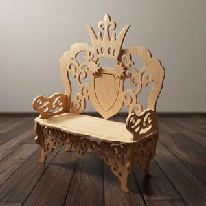 Laser Cut Wooden Throne Bench Photography Prop