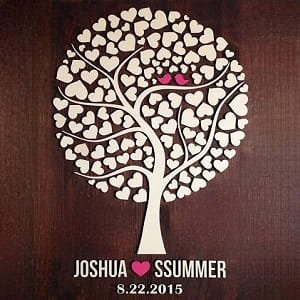 Laser Cut Wooden Tree of Hearts Wedding Guest Book