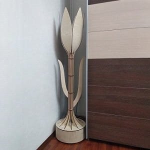 Laser Cut Wooden Tulip Floor Lamp for Living Room Corner