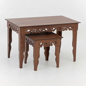 Laser Cut Wooden Vintage Pair of Nesting Tables