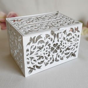 Laser Cut Wooden Wedding Card Box with Lock
