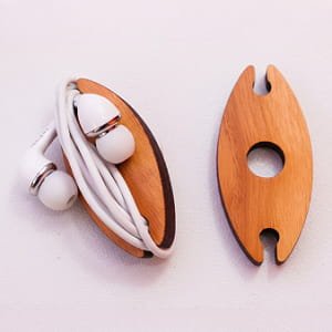 Laser Cut Wooden Wired Earphone Cord Organizer