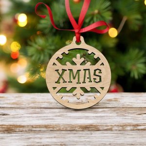 Laser Cut Xmas Tree Ornament Vector