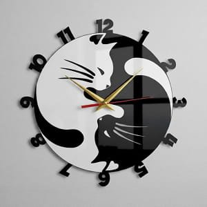 Laser Cut Yin Yang Cats Wall Clock