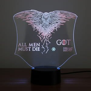 Laser Engraved All Men Must Die Game of Thrones Acrylic Lamp