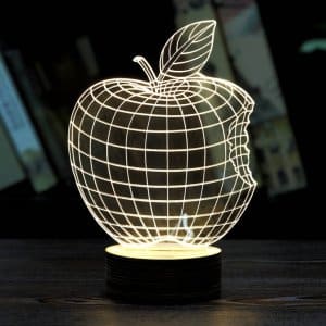 Laser Engraved Apple 3D Optical Illusion Night Light Lamp