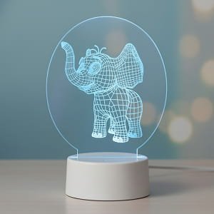 Laser Engraved Baby Elephant 3D Illusion Lamp